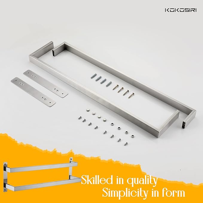 KOKOSIRI Bath Towel Bars Bathroom 2-Tiers Ladder Towel Rails 24-Inch Towel Holders Wall Mounted Towels Shelves Rack Brushed Stainless Steel, B5008BR-L24