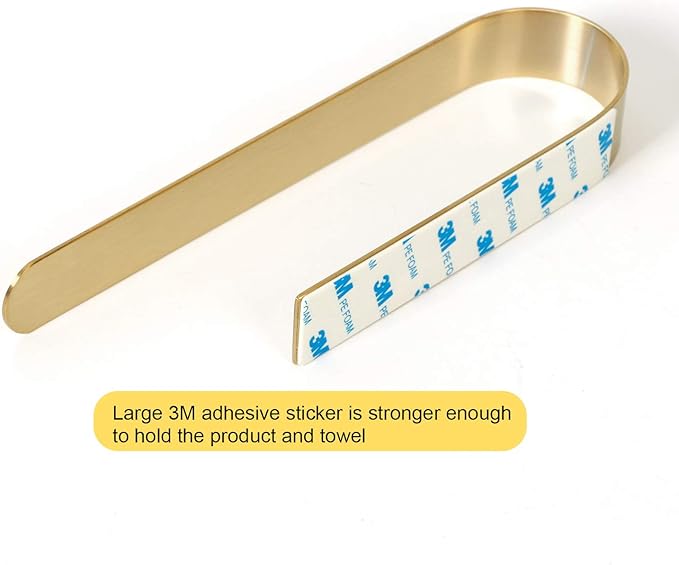 HouseAid Self Adhesive Hand Towel Holder for Bathroom, Stainless Steel Adhesive Towel Bar, No Drilling Modern Hand Towel Hanger, Brushed Gold