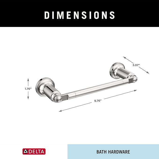 Delta Saylor (1-Pack) 8'' Towel Rack for Bathroom Polished Chrome Towel Bar for Bathroom Wall Hand Towel Holder Rod Wall Mounted Kitchen Towel Holder 73508