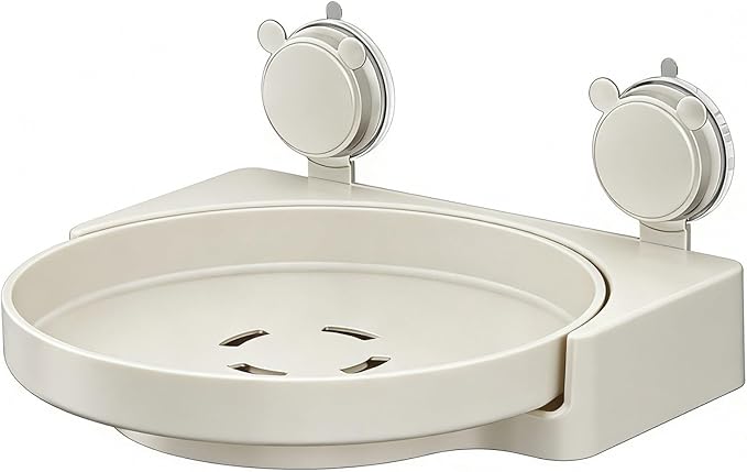 Efficient Suction Cup Mounted Organizers for Cabinets and Pantries Featuring 360 Rotation for Easy Item Access Drillless Bathroom Shelf