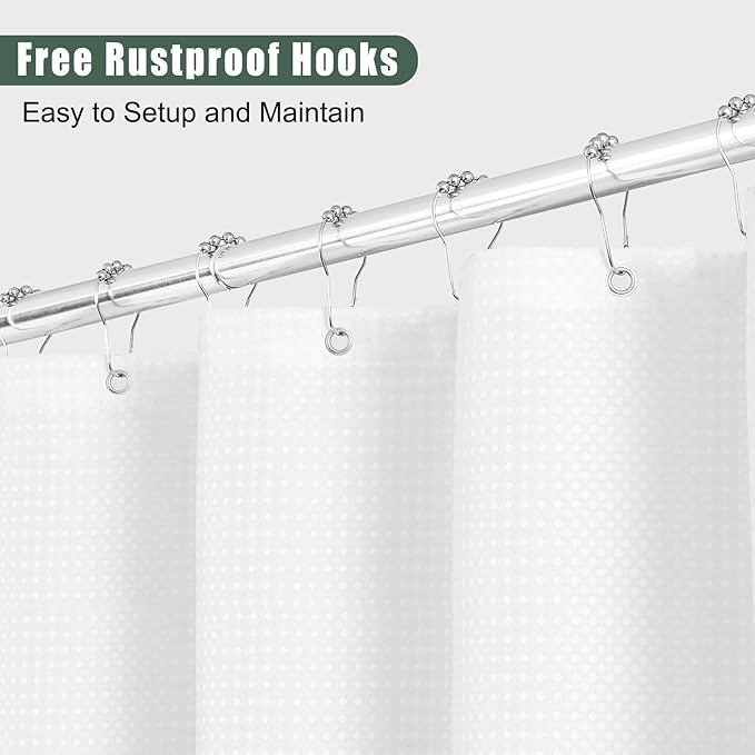 Hokibero Dark Green Misty Forest Mountain Nature Tree Fabric Shower Curtains for Bathroom Waterproof Heavy Duty Green and White Woohitedland Shower Curtain Bathtubs Hotel, 72 x 72 inch