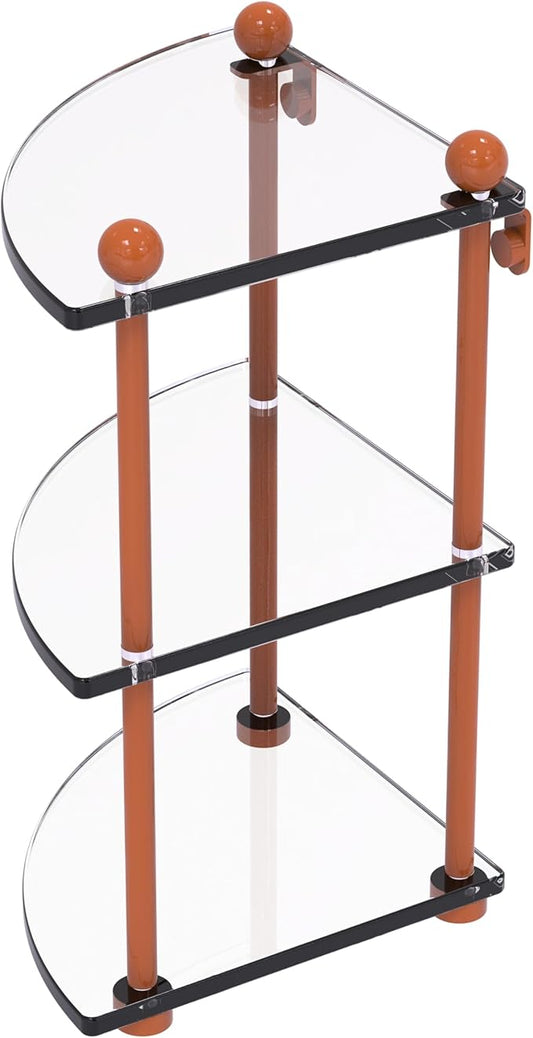 Allied Brass PR-6-ASP Three Tier Corner Glass Shelf, Autumn Sparkle