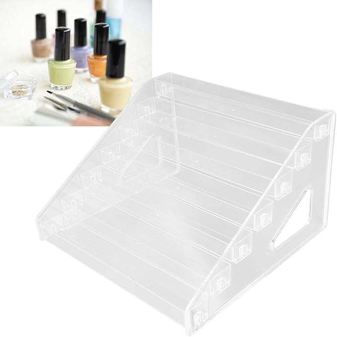 Agatige Nail Polish Storage Rack, 7 Layers Acrylic Transparent Nail Polish Holder Nail Polish Organizer Lipstick Organizer for Cosmetic