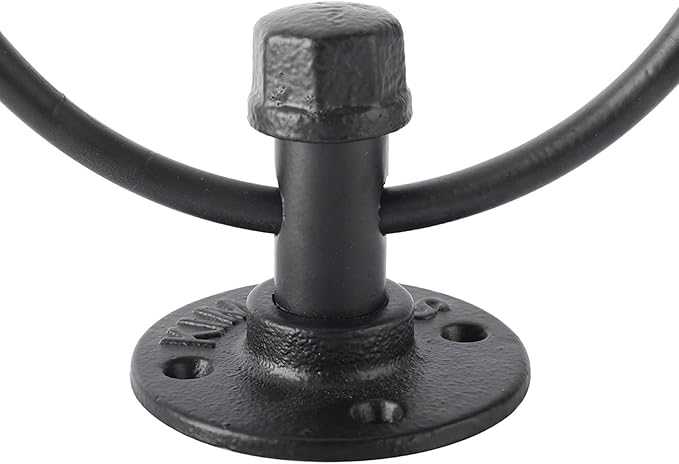 HighFree Industrial Towel Ring, Farmhouse Pipe Hand Towel Holder, Matte Black Wall Mounted Bathroom Hardware, Rustic Towel Ring for Bathroom (1)