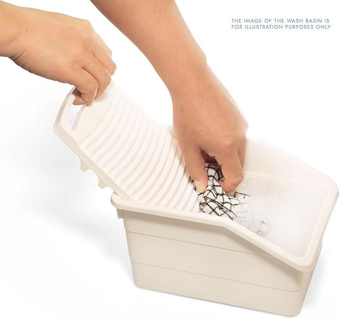 Made in Korea, Plastic Washboard for Hand Washing Clothes: Portable Laundry Scrub Board for Travel, Camping, and Kids Training, Gray, 14""x7.75""