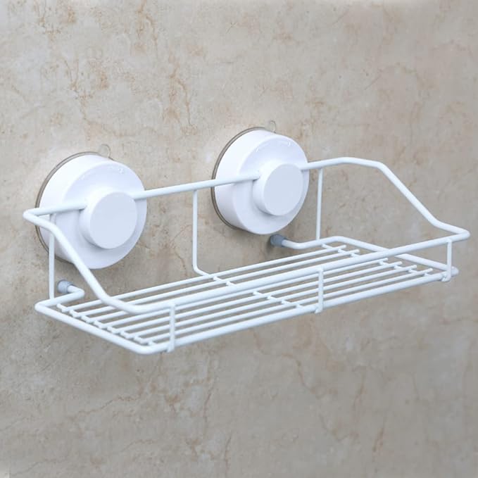 Cabilock Wall Mounted Bathroom Shelf Cups White Storage Organizer for Kitchen and Bathroom Wire Rack for Items Easy to Install and Clean