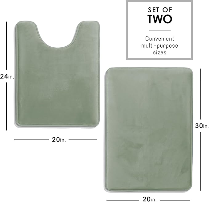 Clara Clark Bathroom Rugs, Velvet Memory Foam Bath Mat, Non-Slip Bath Rugs, Machine Wash, Dries Quickly, Ultra Soft Plush Bath Mats for Bathroom,