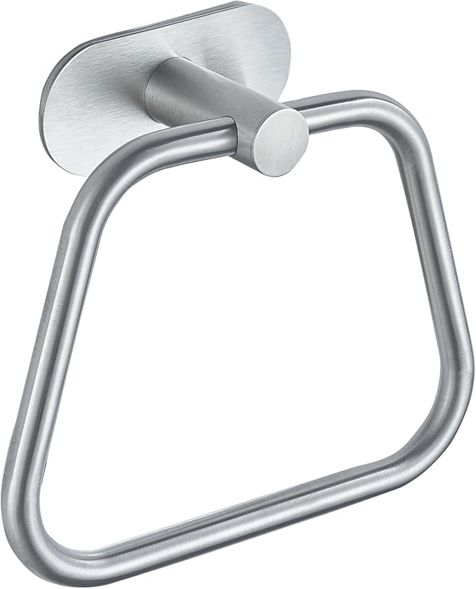 Self-Adhesive Towel Ring, Bathroom Hardware Accessories, 304 Stainless Steel Hand Towel Holder for Bathroom and Kitchen, Ladder Towel Hook, No Drill Installation Wall Mount (Brushed Nickel)