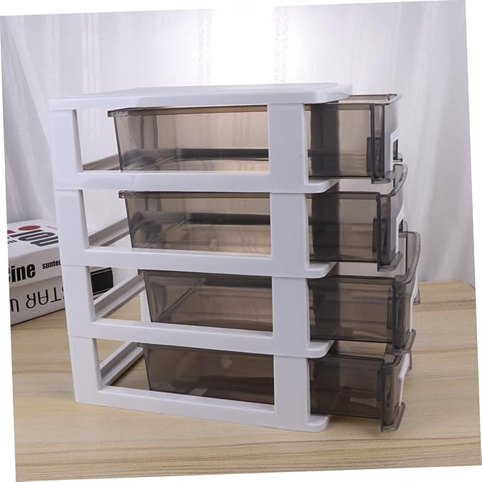 Outanaya Four-layer Plastic Drawer Storage Cabinet Transparent Multifunctional Organizer for Office Bathroom and Home Use Neat and Orderly Desktop Sundries Holder