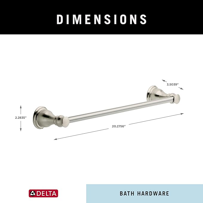 DELTA FAUCET AUB18-SN Aubrey 18-in Wall Mount Towel Bar Bath Hardware Accessory in Brushed Nickel