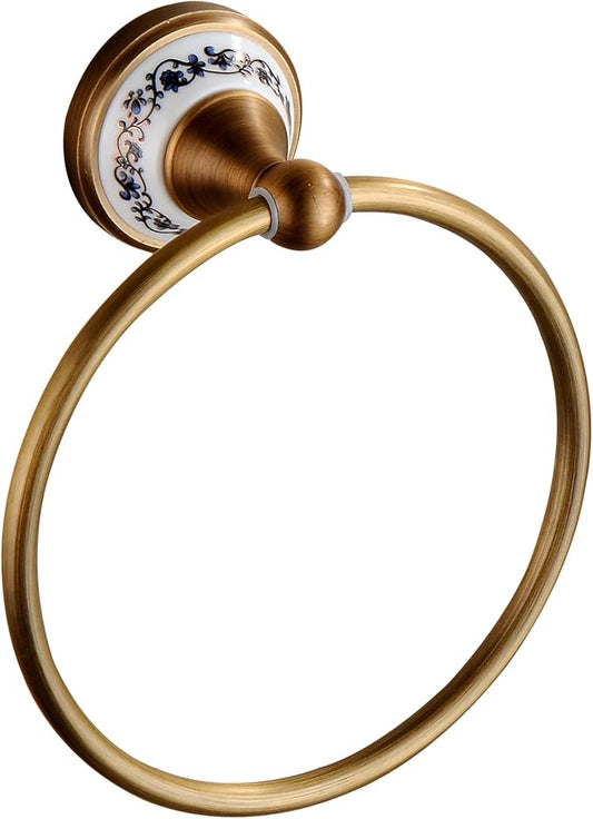 Towel Ring Antique Brass Hanger Hand Towel Holder for Bathroom Kitchen Accessories Wall Mounted,Porcelain Design