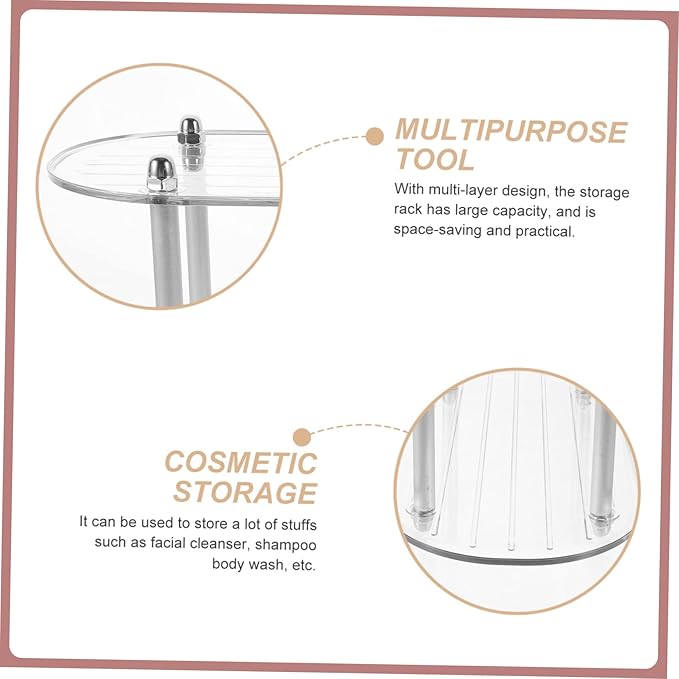Happyyami Desktop Multi Function Organizer Shelf Bathroom Storage Rack for Cosmetics and Accessories Transparent Display Stand for Countertop Organization