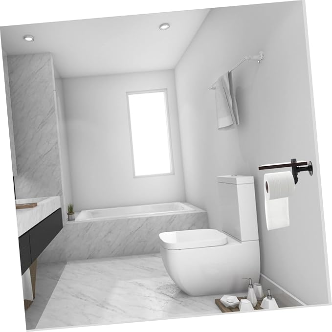 POPETPOP Nordic Style Wall-Mounted Storage Rack Retro Iron Pipe Bathroom Shelf Shampoo and Tissue Holder Space-Saving Organizer for Home
