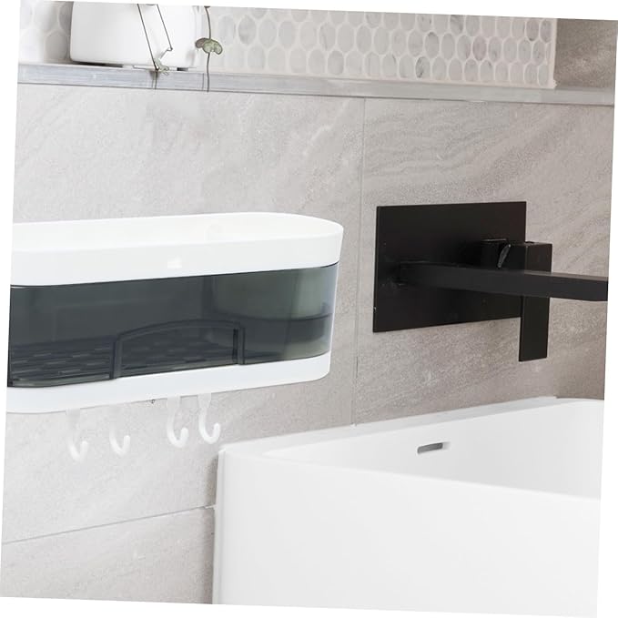 PRETYZOOM Wall Mounted Bathroom Shelf Storage Rack Plastic Wall Shelves with Hooks Multifunctional Kitchen Organizer for Home Random Color