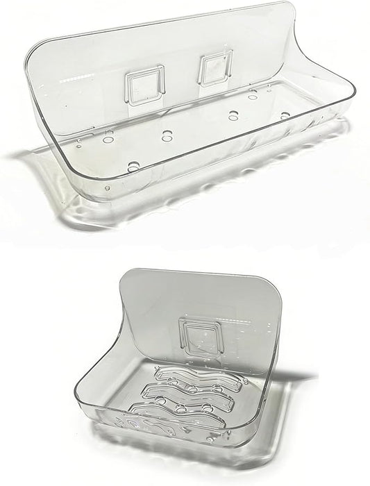 1 Large & 1 Small Acrylic Wall Mounted Storage Organizer, Transparent Bathroom Adhesive, Drill-Free Wall Design with Self-Adhesive Tape, for Bathroom, Vanity & Countertop