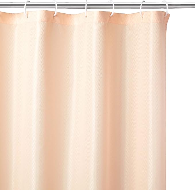 Encasa XO Luxury Jacquard Shower Curtain ZZ Peach 72x72 in | Rustproof, Wrinkle-Free, Water-Repellent & Machine Washable | Elegant Heavy Fabric for Bathroom Decor & Bathtub Use