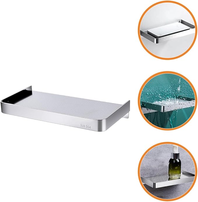 Outanaya Toilet Phone Holder and Tissue Box Shelf Stainless Steel Wall-Mounted Bathroom Organizer with Drainage Holes Cell Phone Shelf for Bathroom Storage