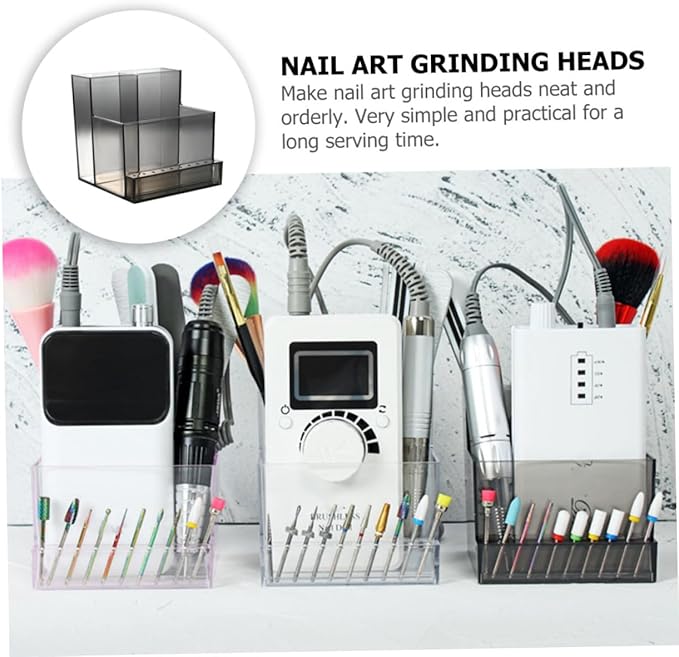 MERRYHAPY 1pc Nail Art Storage Box Makeup Lip Gloss Grinder Stand Eyebrow Drill Bit Holder Organizer Lipgloss Display Case Lipstick Holder Pencil Pen Cup Display Stand Polisher Acrylic