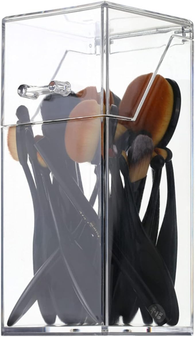 Ochine Makeup Brush Organizer with Dustproof Lid - Acrylic Clear Travel Makeup Case for Vanity