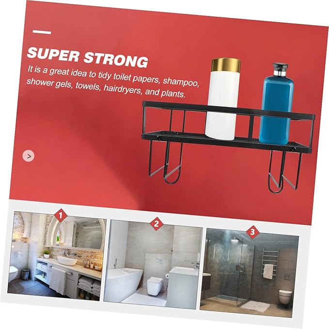 ULTECHNOVO Single-Layer Toilet Rack for Storage Over Shelf Bathroom Tiers Toilet Shelves Carbon Steel Black