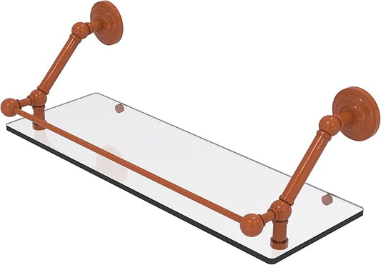 Allied Brass PQN-1-24-GAL-ASP Prestige Que New 24 Inch Floating Glass Shelf with Gallery Rail, Autumn Sparkle