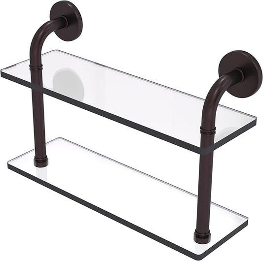 Allied Brass RM-2-16-ABZ Remi Collection 16 Inch Two Tiered Glass Shelf, Antique Bronze