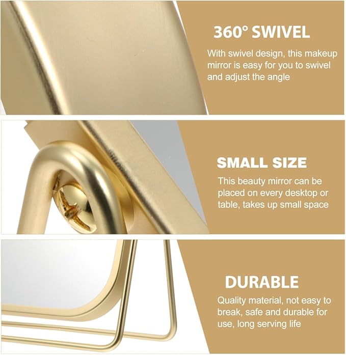 Mipcase Double-Sided Makeup Mirror with Stand: 360 Degree Swivel Tabletop Vanity Mirror with 1X / 2X Magnification for Dressing Table Bedroom Bathroom, 7.86X6.09X1.18in
