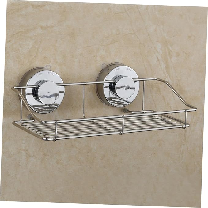 Wall Mounted Bathroom Shelf with Suction Cups Kitchen Storage Rack for Easy Organization Silver