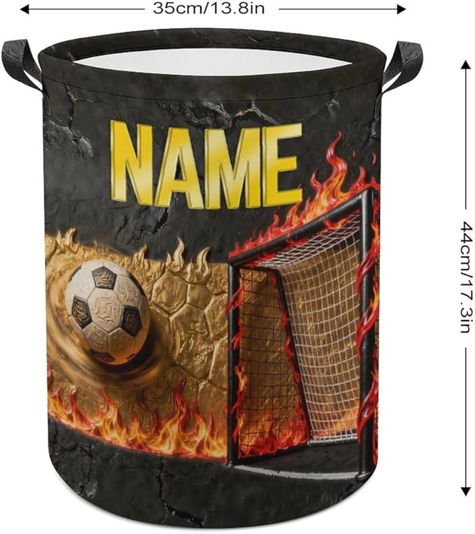 Personalized Soccer Laundry Hamper Custom Name Funny Dirty Clothes Laundry Basket Portable Storage Basket For Home Bathroom Family Football Lovers Xmas Birthday (style 22)