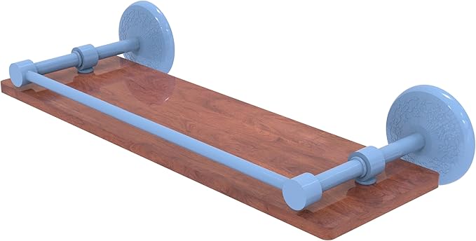 Allied Brass MC-1-16-GAL-IRW-FTB Monte Carlo Collection 16 Inch Solid IPE Ironwood Shelf with Gallery Rail, Flat Troll Blue