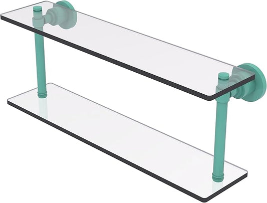 Allied Brass WS-2/22-SFG Washington Square Collection 22 Inch Two Tiered Glass Shelf, Sea Foam Green