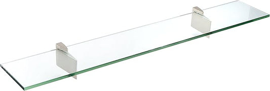 Spancraft Glass R-10x27-Brushed Steel Raven Glass Shelf, Brushed Steel, 10" x 27"