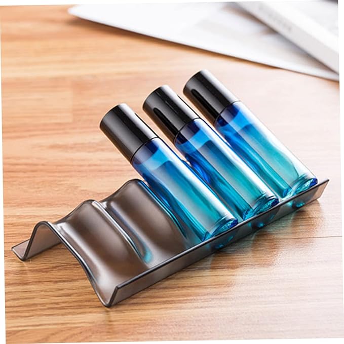 5pcs Essential Oil Bottle Storage Rack Slot Drawer Organizer Stackable Plastic Holder for Household Use for Desktop Nightstands Black