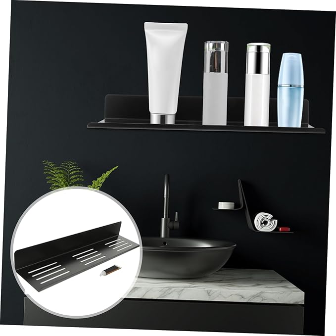 Holibanna Floating Shelves Bathroom Wall Storage Rack Stainless Steel Wall Shelf No Punch Installation for Kitchen