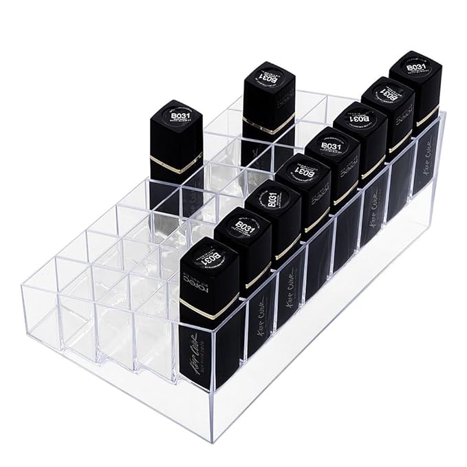 HBlife 2Pack Lipstick Holder, 40 Spaces Clear Acrylic Lipstick Organizer Display Stand for Cosmetic Makeup Organizer