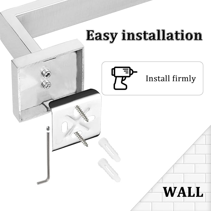 Alise Brushed Nickel Towel Bar, 16 Inch Towel Racks for Bathroom, SUS304 Stainless Steel Towel Holder Wall Mounted, Heavy Duty Towel Hanger for Bathroom & Kitchen (Brushed Nickel)