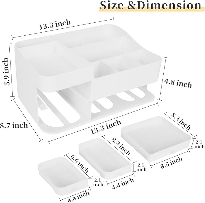 BTremary Makeup Organizer for Vanity, Large Capacity Desk Organizer with Drawers for Cosmetics, Lipsticks, Jewelry, Nail Care, Skincare, Ideal for Bedroom and Bathroom Countertops