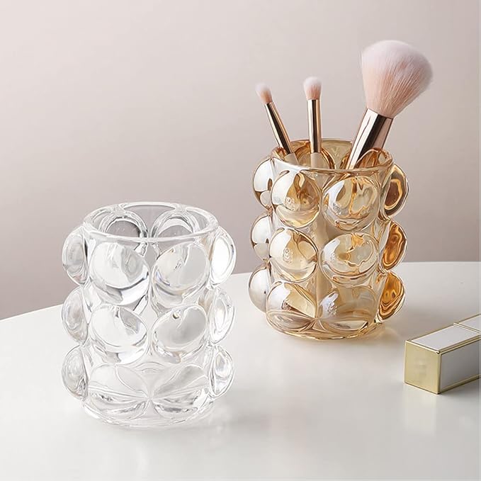 Liemuao Crystal Makeup Brush Holder,Cosmetic Brush Storage Organizer Holder, Comb Pen Pencil Storage Pot Cup for Vanity, Office, Home Decor (Colorful)