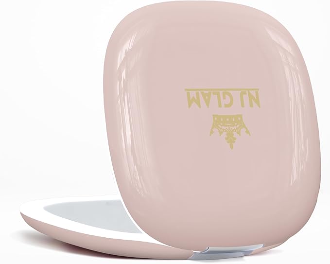 Led Compact Mirror, 1X /10X Magnification, 3.9" Portable Double Sided Light, Auto ON/Off, USB Charging, 3 Light Setting and Dimmable, Memory Touch Switch (Pink)