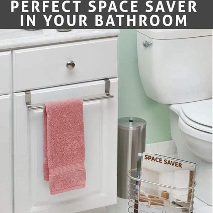2 Pieces Towel Bar, Stainless Steel Towel Hanger Kitchen Cabinet Towel Rack, Over Door Towel Rack Bar Holders(Color:S,2pcs)