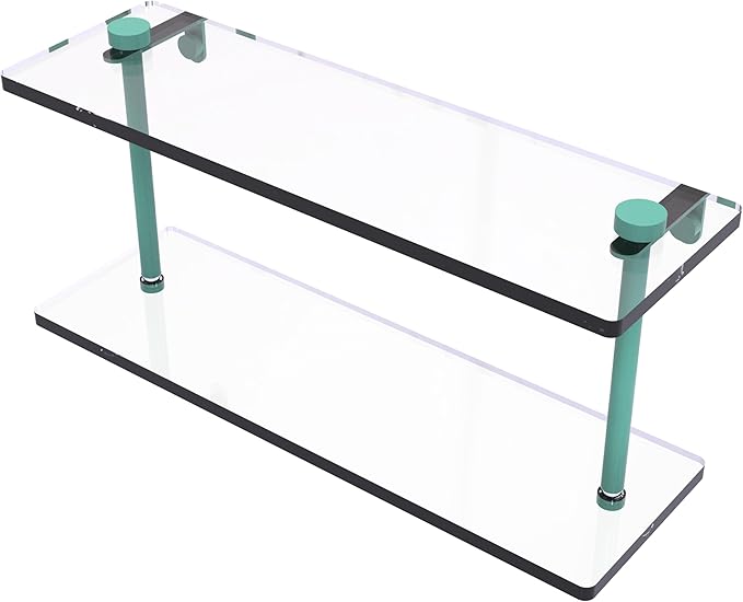 Allied Brass NS-2/16-SFG 16 Inch Two Tiered Glass Shelf, Sea Foam Green