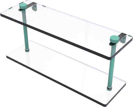 Allied Brass NS-2/16-SFG 16 Inch Two Tiered Glass Shelf, Sea Foam Green