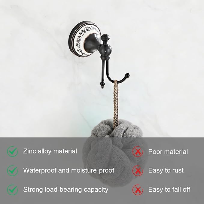 Black Bronze Brass Bath Towel Hooks Wall Mounted Bathroom Clothes Hook,Antique Brass Horn Shape Curved Towel Hooks