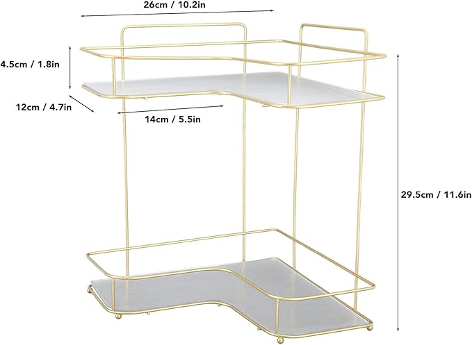Corner Bathroom Organizer Shelf, Large Capacity Corner Storage Rack, Acrylic and Iron Frame with Adjustable Shelves, Rustproof Bathroom Shelf Organizer for Toilet Kitchen Dressing (Countertop Model