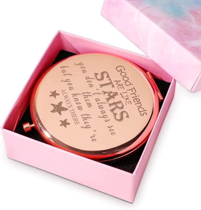Friendship Gifts for Women Girls, Personalized Gifts for Friends BBF Bestie, Custom Compact Mirror for Birthday, Mothers Day, Graduation, Basket Stuffers