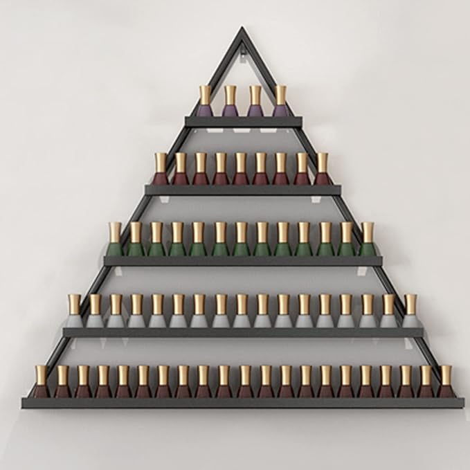 Nail Polish Rack Wall Mounted Perfume Organizer Shelves ,Triangle Nail Polish Metal Holder Essential Oil Display Case Shelf for Home Salon Business Spa, Cosmetics Bottles Storage Cabinet Spice Rack