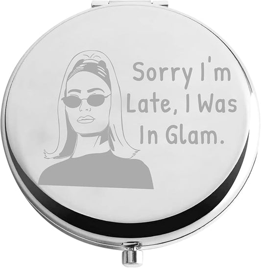 Zuo Bao Inspired Gift Housewife Makeup Mirror Sorry I'm Late I was in Compact Mirror Gift for Mother Girlfriend （Sorry I'm Late）