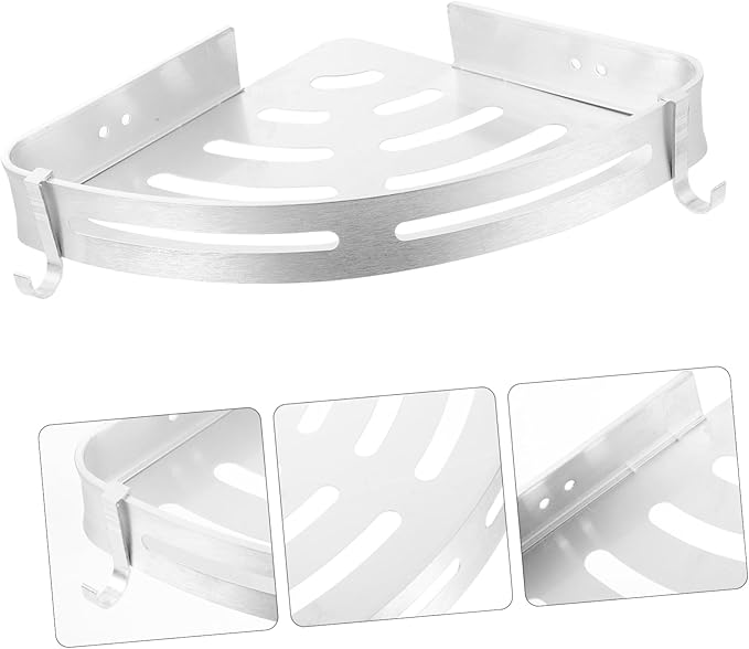 Punch Triangle Wall-Mounted Storage Rack Aluminum Shelf for Bathroom Kitchen Organization Silver Design for Efficient Space Utilization