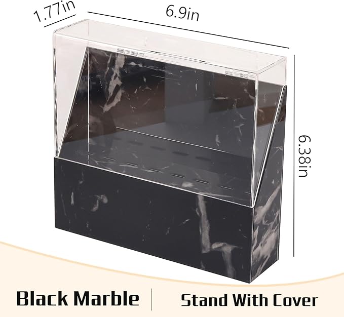 8 Holes Dust proof Tweezer Storage Rack,Acrylic Tweezer Display Stand Holder Eyelash Extension Supplies Lash Accessories Tools (Marble Black)