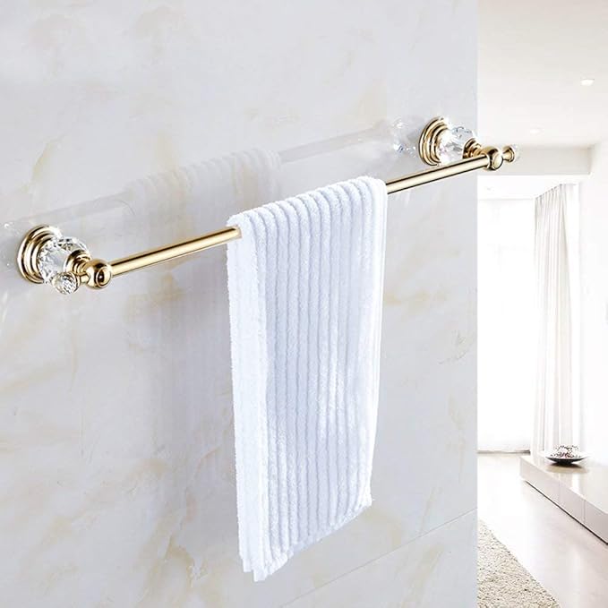 Leyden Gold Crystal Bathroom Accessories, Towel Bar Set Toilet Paper Holder Towel Ring Coat Hooks Shinny Bathroom Hardware Wall Mounted 4 Pieces with Crystal Ball Base